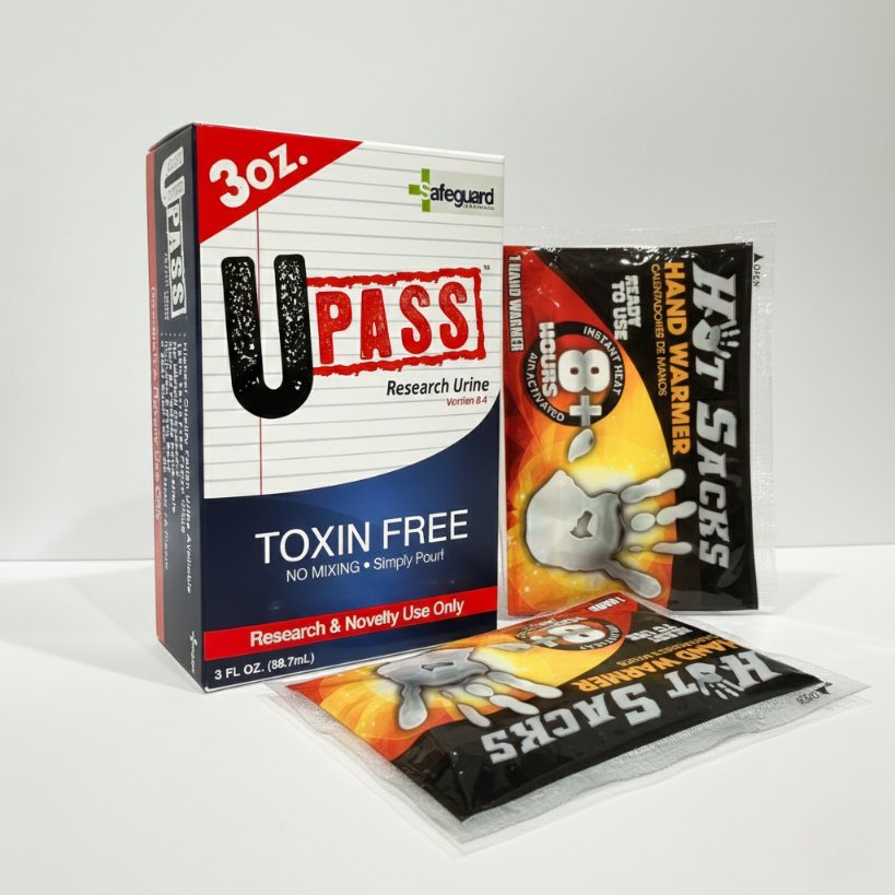 Upass Urine 3oz Kit + 2 Hot Sacks Hand Warmers